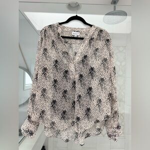 Veronica M Black and Off-White Floral Blouse